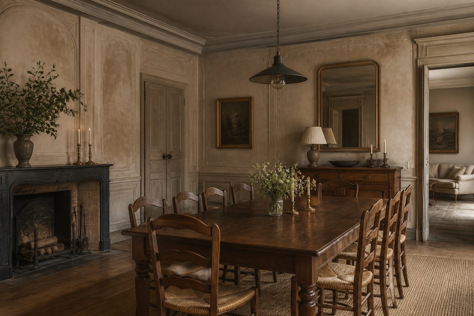 Salle à manger bourguignonne patinée