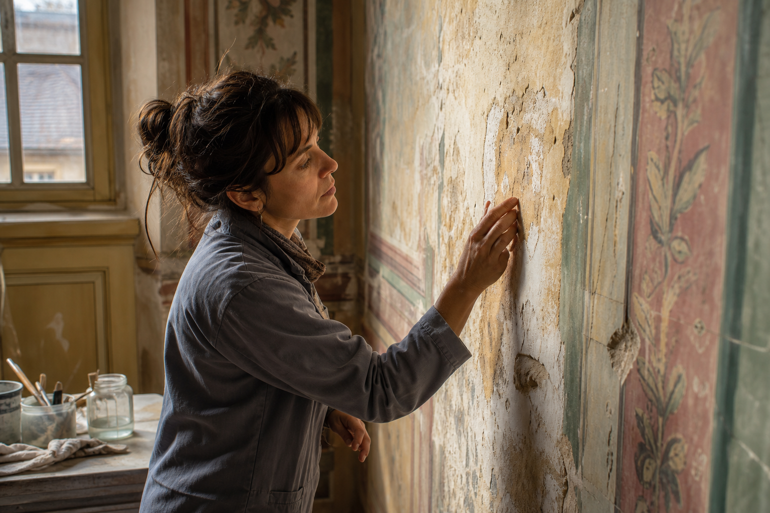 Observation des couches anciennes d'un mur
